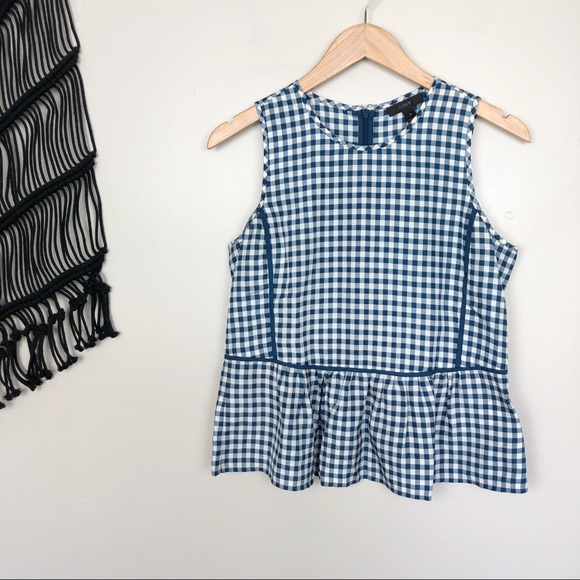 J. Crew Ruffle Hem Silk Tank Top In Gingham - Picture 2 of 6